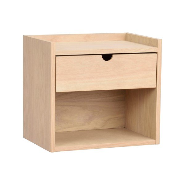 Závesný/s poličkami nočný stolík z dubového dreva v prírodnej farbe Hillmond – Rowico-image-2