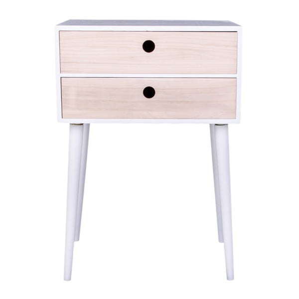 Nočný stolík z dreva paulovnia s bielym rámom House Nordic Rimini