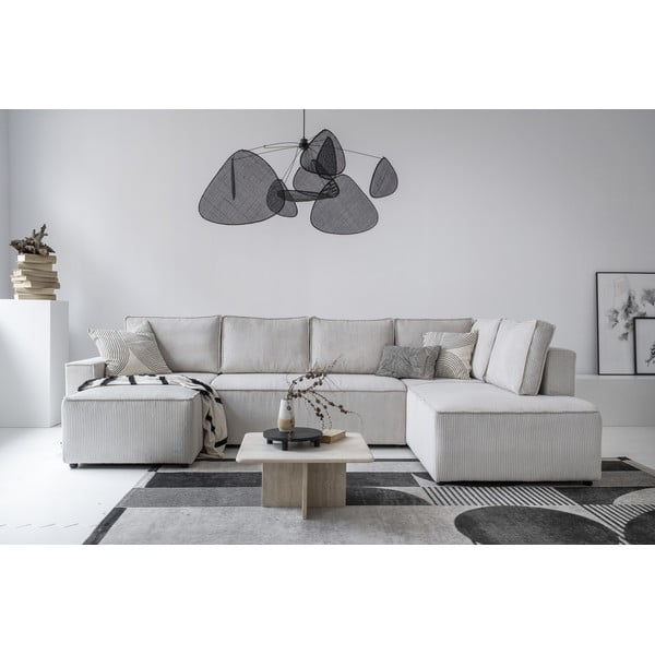 Biela menčestrová rozkladacia rohová pohovka (pravý roh/do tvaru "U") Brave Dave – Miuform-image-1