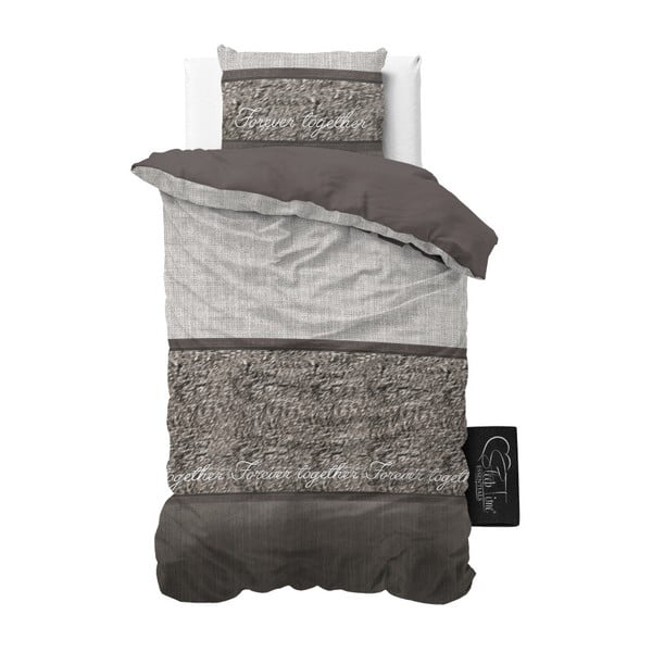 Sivé obliečky z mikroperkálu Sleeptime Warm Skin, 140 x 220 cm