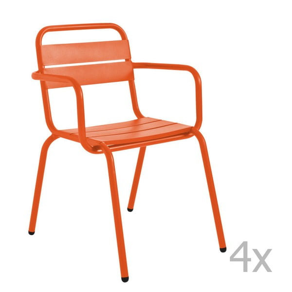 Sada 4 oranžových záhradných stoličiek Isimar Barceloneta