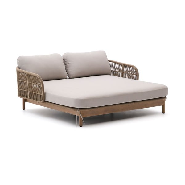 Krémovobiele/v prírodnej farbe dvojmiestne drevené záhradné ležadlo Catalina – Kave Home