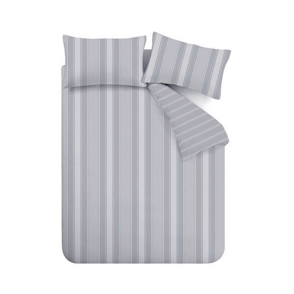 Sivé flanelové obliečky na jednolôžko 135x200 cm Ticking Stripe – Bianca-image-2