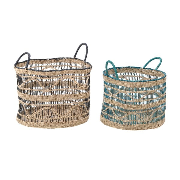 Sada 2 dekoratívnych úložných košíkov z morskej trávy InArt Natural
