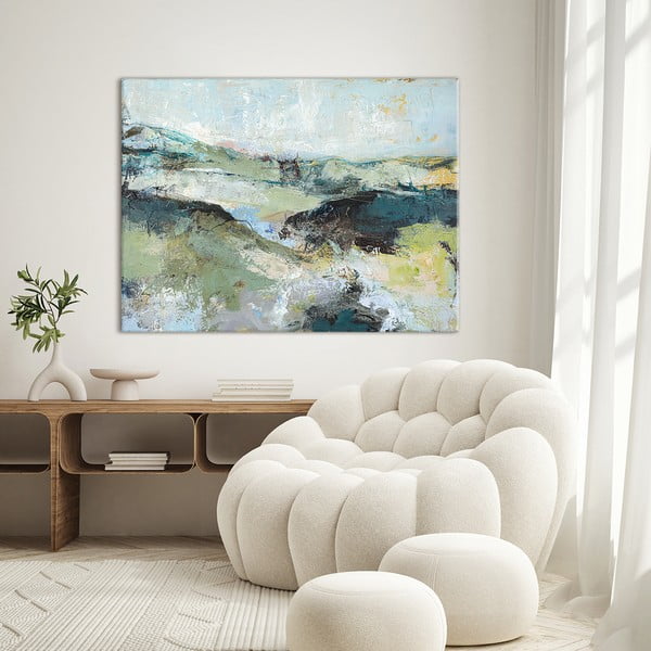 Obraz s ručne maľovanými prvkami 118x90 cm Green Mountain   – Malerifabrikken-image-1