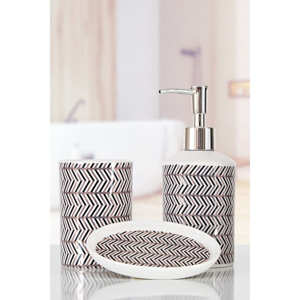 Čiernobiela súprava doplnkov do kúpeľne z polyresinu Lidya - Mioli Decor-image-1