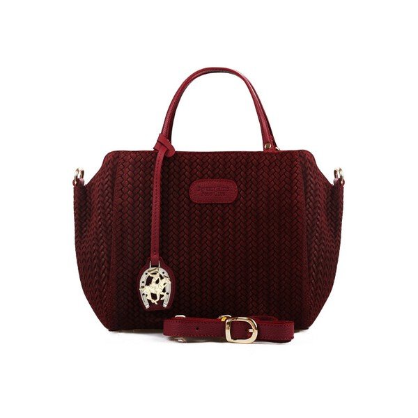 Tmavočervená kožená kabelka Beverly Hills Polo Club Dona