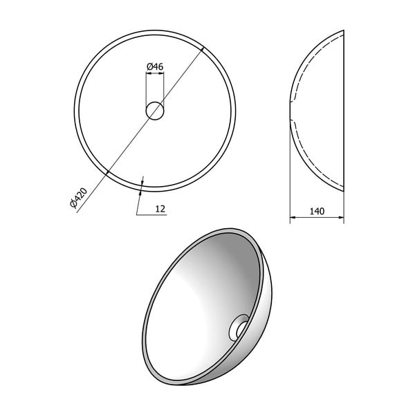 Sklenené okrúhle umývadlo v zlatej farbe ø 42 cm Fianna – Sapho-image-4
