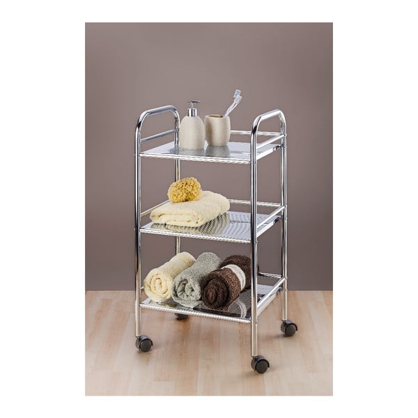 Kovový pojazdný regál v striebornej farbe 41x75 cm – Wenko-image-1