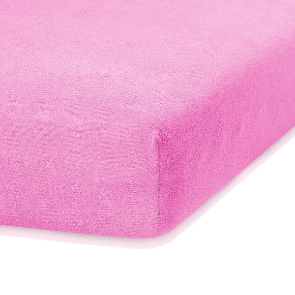 Ružová elastická plachta s vysokým podielom bavlny AmeliaHome Ruby, 200 x 100-120 cm