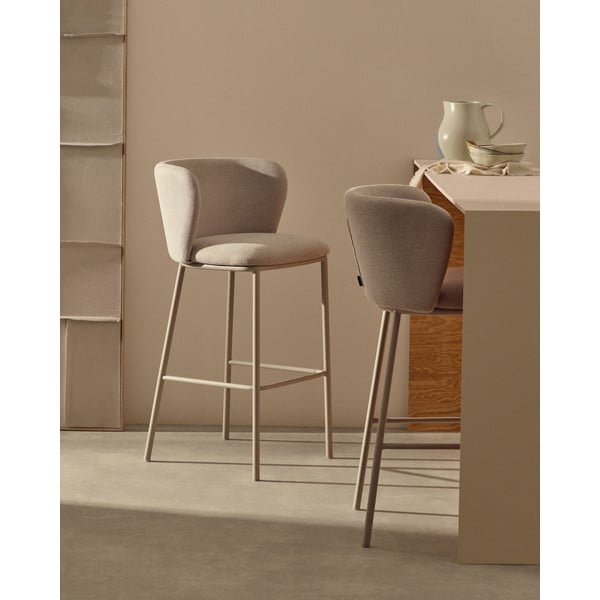 Béžová barová stolička (výška sedadla 75 cm) Ciselia – Kave Home-image-1