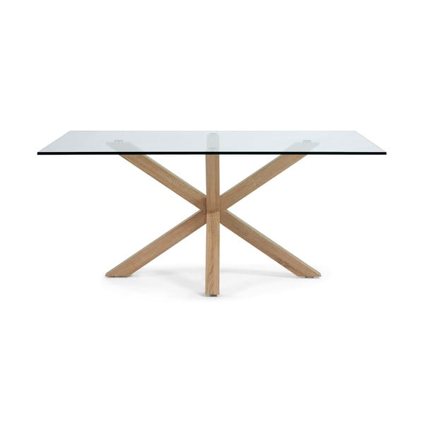 Sklenený jedálenský stôl s prírodným podnožím Kave Home, 160 x 90 cm-image-2