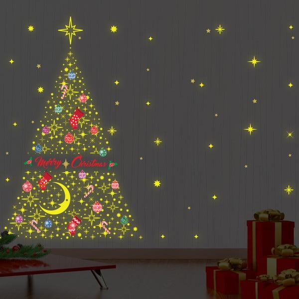 V tme svietiaca samolepka Walplus Glow In The Dark Merry Christmas