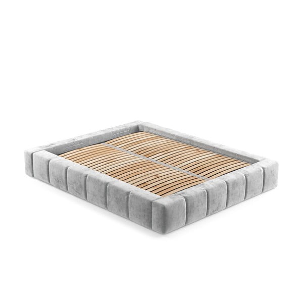 Svetlosivá čalúnená dvojlôžková posteľ s úložným priestorom s roštom 180x200 cm Aruba L – Maison de Rêve-image-4