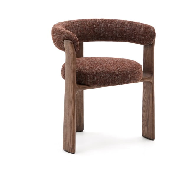 Hnedé jedálenské kreslo s podrúčkami z jaseňového dreva Granite – Kave Home