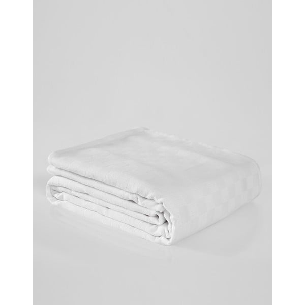 Biely bavlnený pléd na dvojlôžko 200x230 cm Plain – Mijolnir