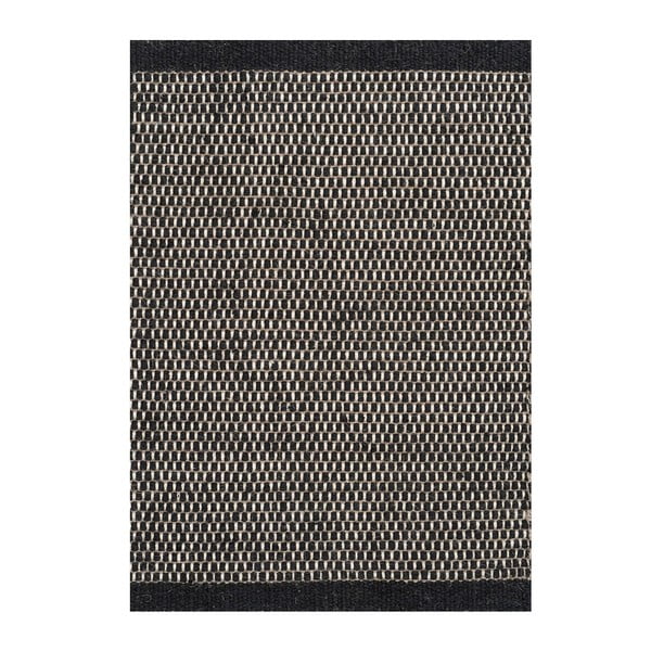 Vlnený koberec Asko, 70x140 cm, čierny