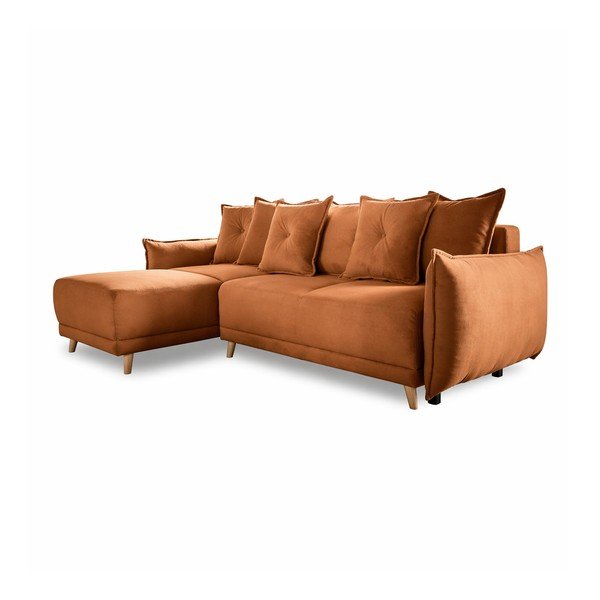 Menčestrová rozkladacia rohová pohovka v tehlovej farbe (variabilná) Lazy Lukka – Miuform