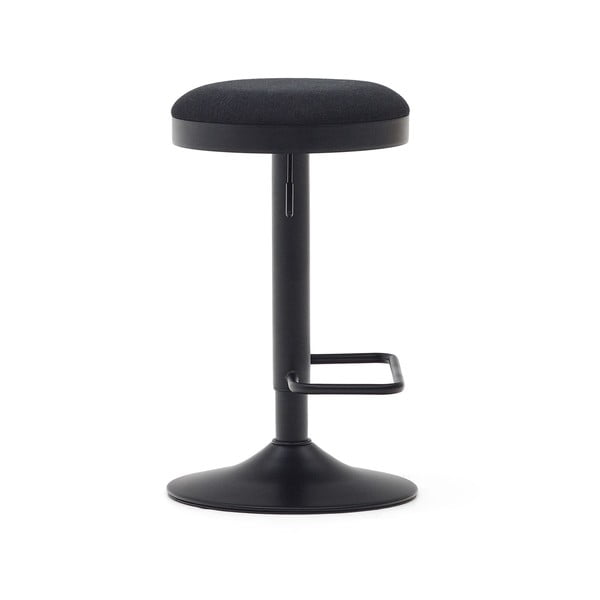 Čierne čalúnené barové stoličky v súprave s nastaviteľnou výškou 2 ks (výška sedadla 53,5 cm) Zaib – Kave Home-image-3