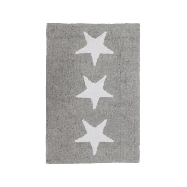 Sivý bavlnený koberec Happy Decor Kids Three Stars, 80 x 120 cm
