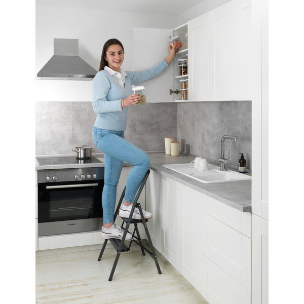 Sivé schodíky Wenko Compact, výška 91,5 cm-image-1