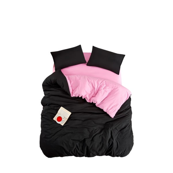 Čierno-ružové obliečky na jednolôžko/predĺžené s plachtou/3-dielne 160x220 cm Classic – Mila Home