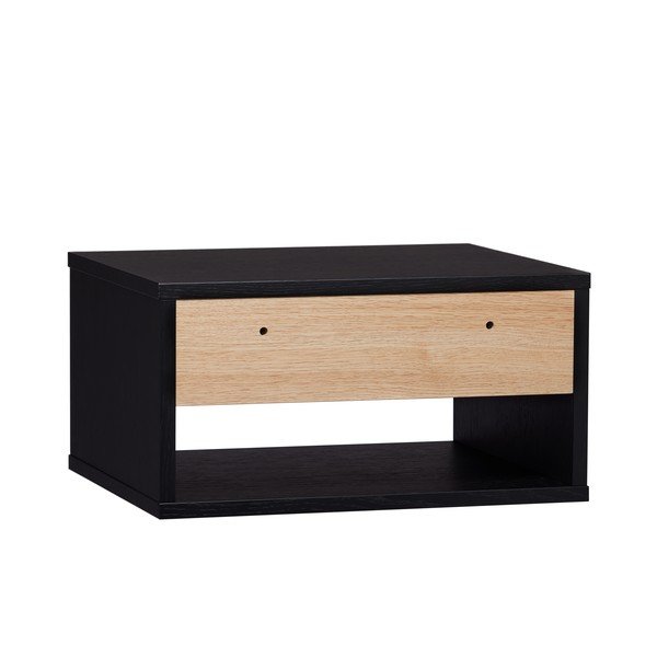 Čierny/v prírodnej farbe závesný nočný stolík v dekore duba Stripe – Woodman-image-2