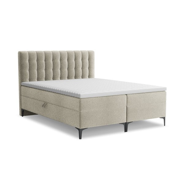 Taupe boxspring posteľ s úložným priestorom 180x200 cm Puhala – Makamii