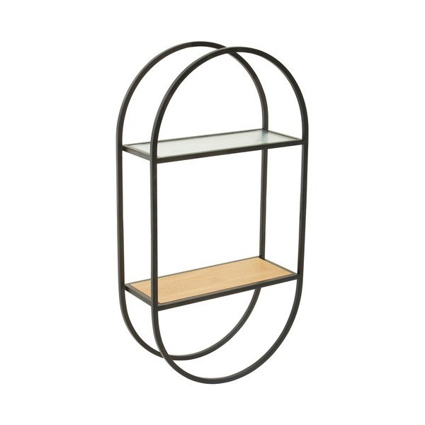 Čierna/v prírodnej farbe poschodová kovová polica 35 cm Mataram – Premier Housewares
