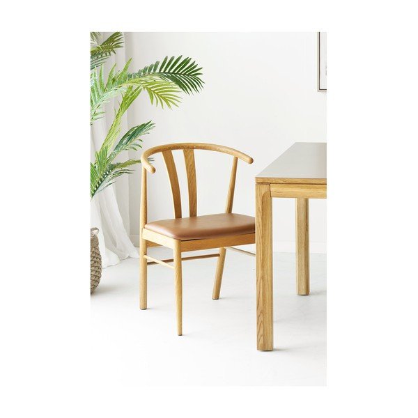 Hnedá/v prírodnej farbe jedálenská stolička z dubového dreva Artenara – House Nordic-image-1