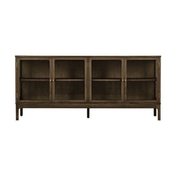 Tmavohnedá vitrína v dekore duba 180x80x40 cm Zamora – House Nordic-image-2
