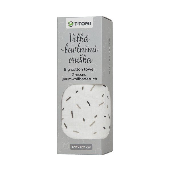 Bavlnená detská osuška T-TOMI Tetra Grey Lines, 120 x 120 cm-image-1