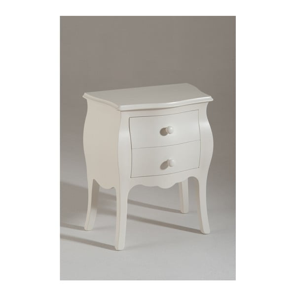 Biely drevený nočný stolík s 2 zásuvkami Castagnetti Isabeau
