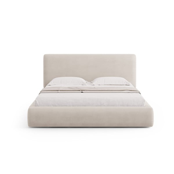 Béžová čalúnená dvojlôžková posteľ s úložným priestorom s roštom 140x200 cm Colonel – Cosmopolitan Design-image-3