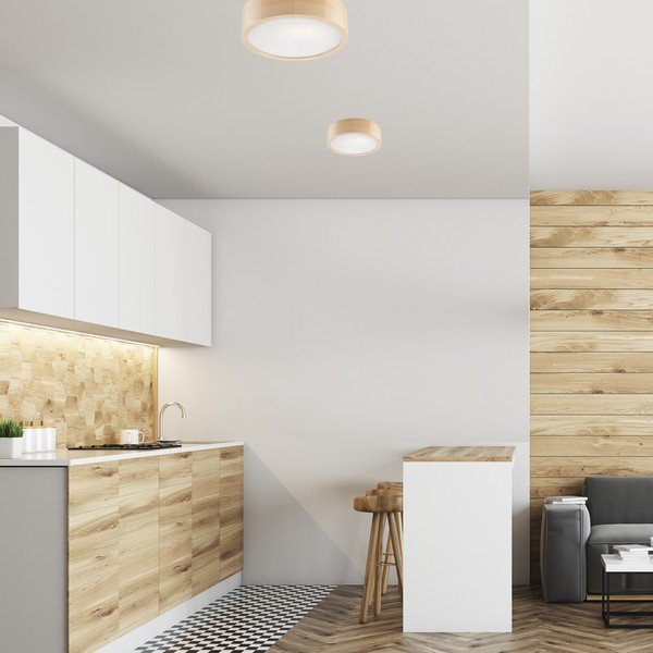 Svetlohnedé stropné svietidlo so skleneným tienidlom ø 27 cm Eveline – LAMKUR-image-1