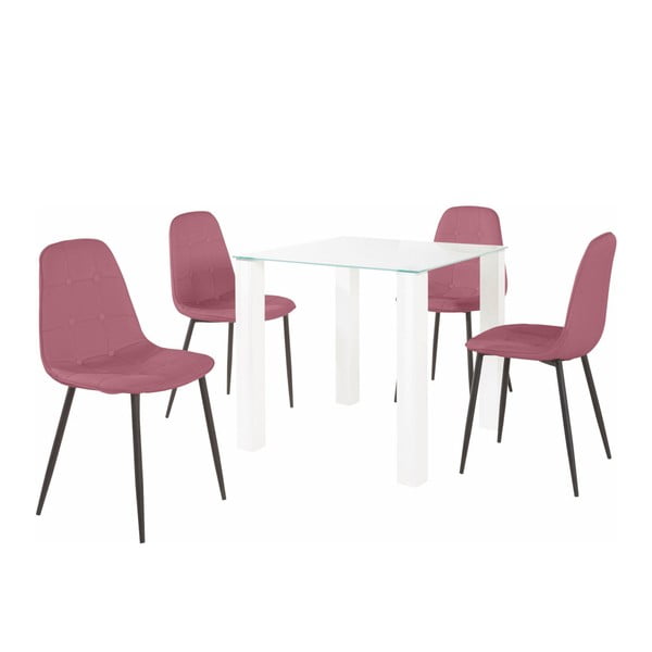 Sada jedálenského stola a 4 ružových stoličiek Støraa Dante, dĺžka stola 80 cm