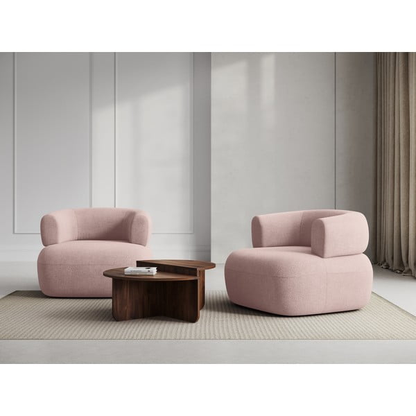 Svetloružové kreslo z textílie buklé Jenny – Micadoni Home-image-1