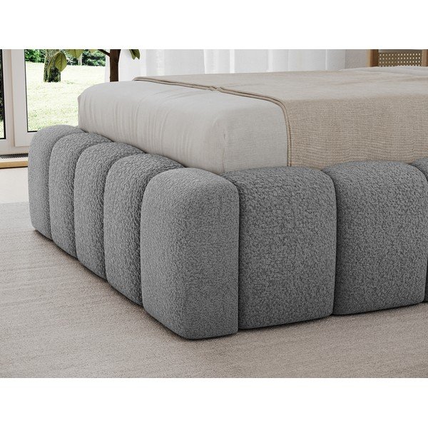 Sivá čalúnená jednolôžková posteľ s úložným priestorom s roštom 90x200 cm Lamica – ELTAP-image-4