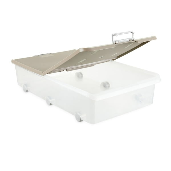 Priehľadný úložný box pod posteľ na kolieskach s béžovým vekom Ta-Tay Storage Box-image-1