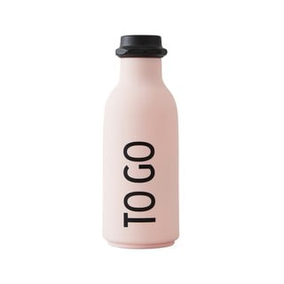 Svetloružová fľaša na vodu Design Letters To Go, 500 ml