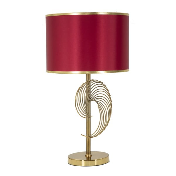 Vínovočervená stolová lampa s konštrukciou v zlatej farbe Mauro Ferretti Spiral