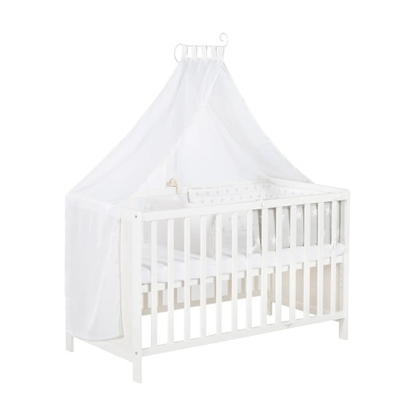 Biela postieľka s nebesami 60x120 cm Stars Gray – Roba