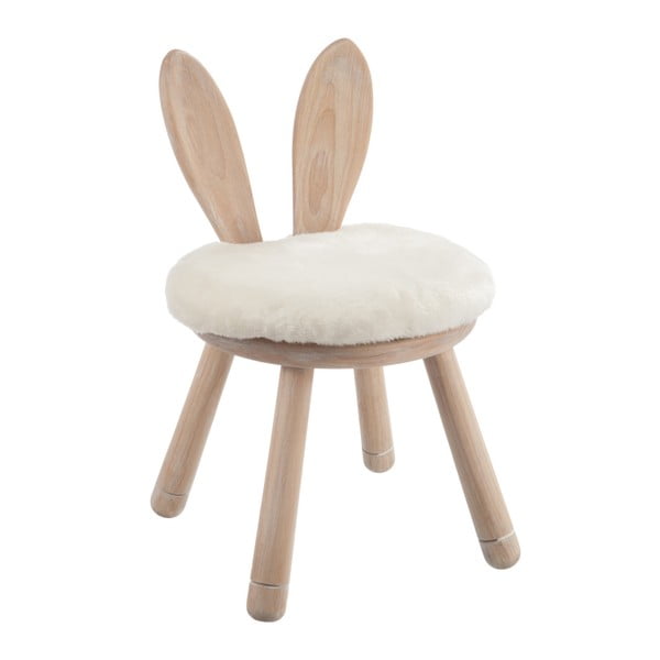 Drevená stolička s bielym podsedákom J-Line Rabbit
