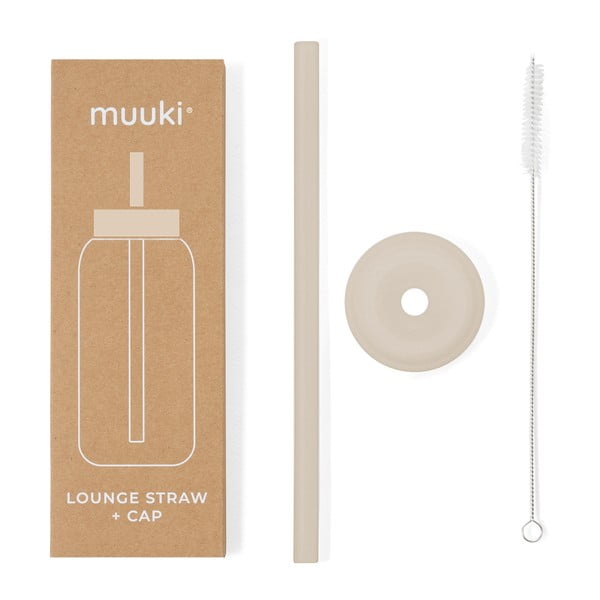 Silikónová slamka s čistiacou kefkou/s viečkom Summer Sand – Muuki