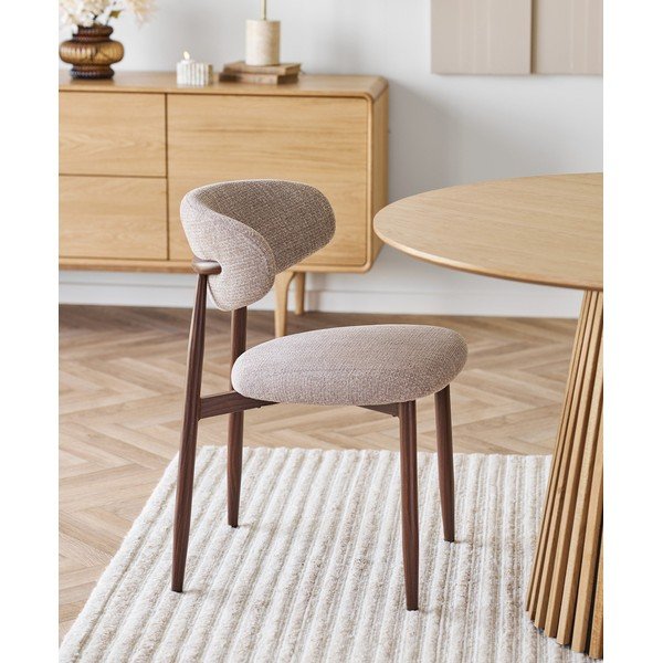 Béžová/tmavohnedá čalúnená jedálenská stolička Levanto – House Nordic-image-1