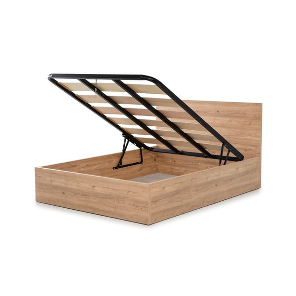 Dvojlôžková posteľ s úložným priestorom s roštom 160x200 cm v prírodnej farbe Kronos – Marckeric-image-4