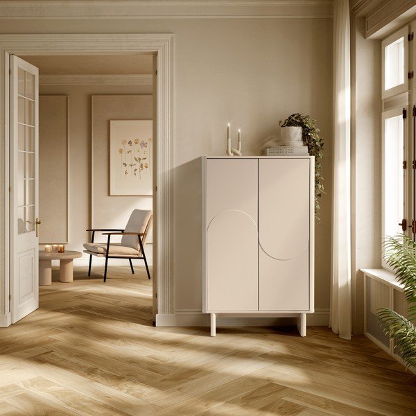 Krémovobiela skrinka 80x130x40 cm Solei – MOME-image-1