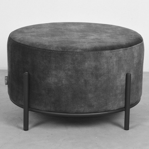 Antracitový zamatový taburet Troy – LABEL51-image-1