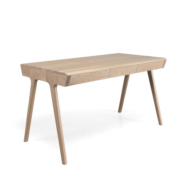 Pracovný stôl z dubového dreva s úložným priestorom Wewood - Portugues Joinery Metis