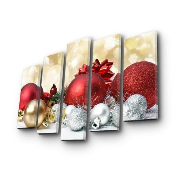 Päťdielny obraz Christmas Ornaments